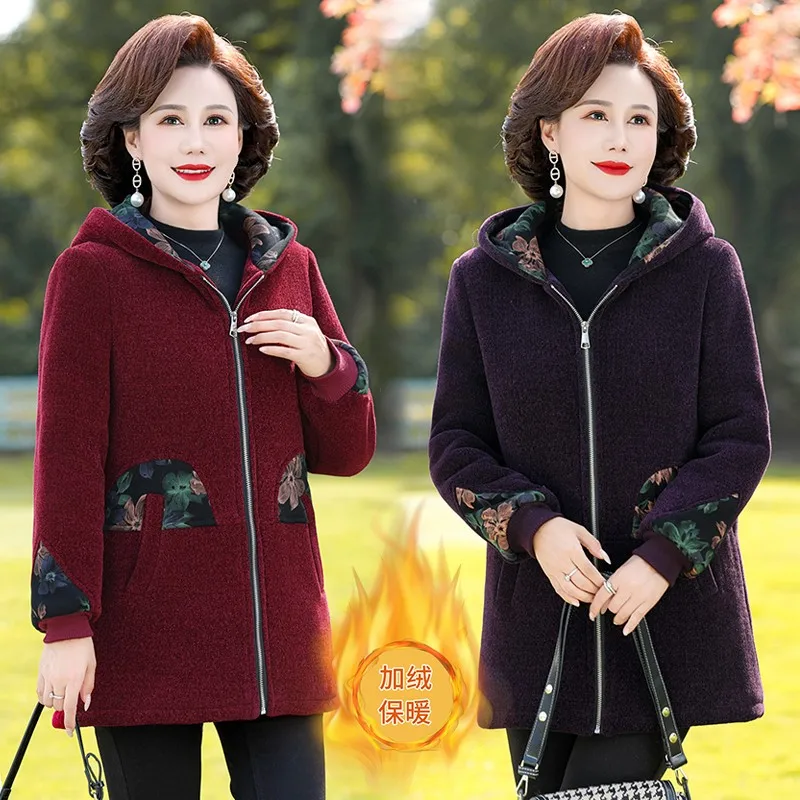 

2023 Women Jacket New Winter Middle-aged and elderly Thicken Warm Cotton Padded Outwaer Female Casual Loose Overcoats