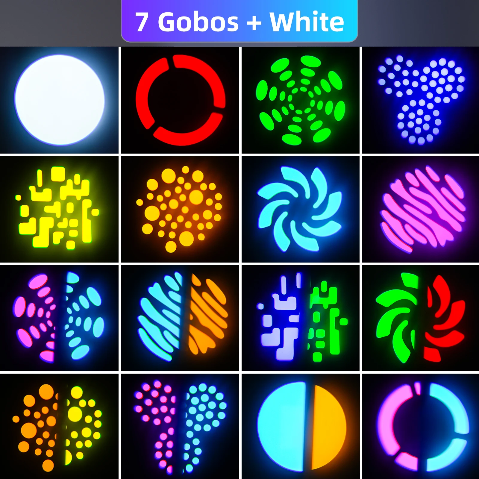 Yiflamefly 120 واط مرحلة بيضاء RGBW LED رأس متحرك 8 ألوان + 8 Gobos DMX512 التحكم الصوتي لحفلات عيد الميلاد DJ ديسكو الزفاف #4