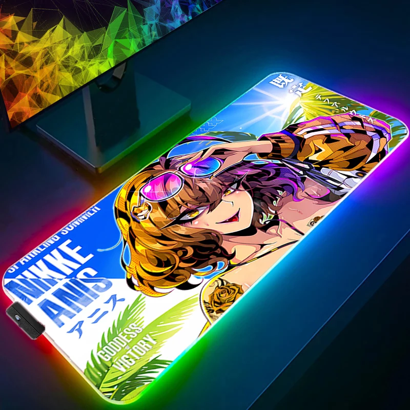 RGB Mouse Pad Anime Sexy Girls Gamer Gaming Accessories Varmilo Keyboard PC Computer Desk Mat Carpet Backlight LED Mousepad