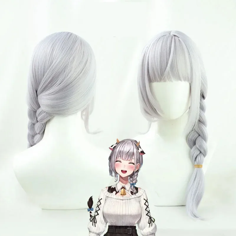 4 أنواع VTuber Shirogane نويل شعر مستعار تأثيري Hololive الخيال Youtuber الفتيات تأثيري شعر مستعار مقاوم للحرارة