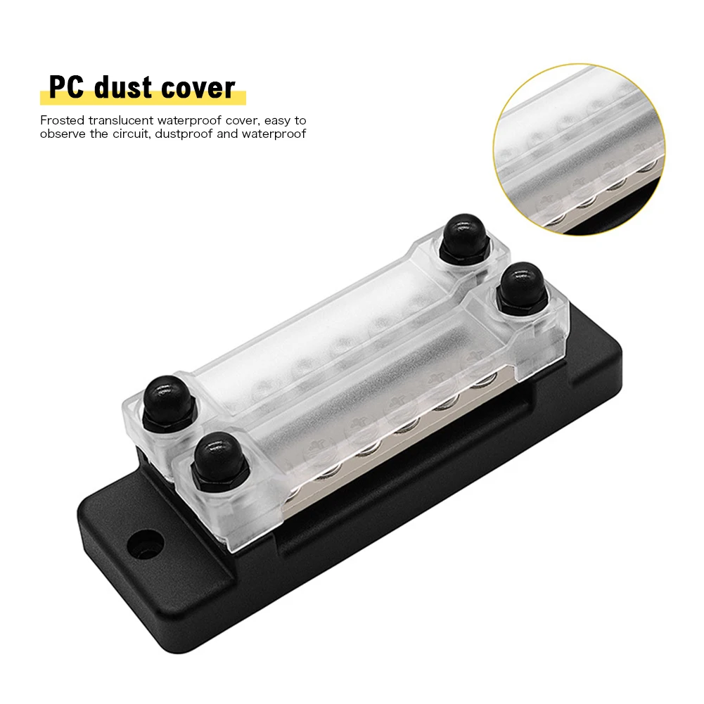 DC12V-48V  150A BusBar Power Distribution Block Terminal Kit Heat-shrink Terminal 6-Way Bus Bar