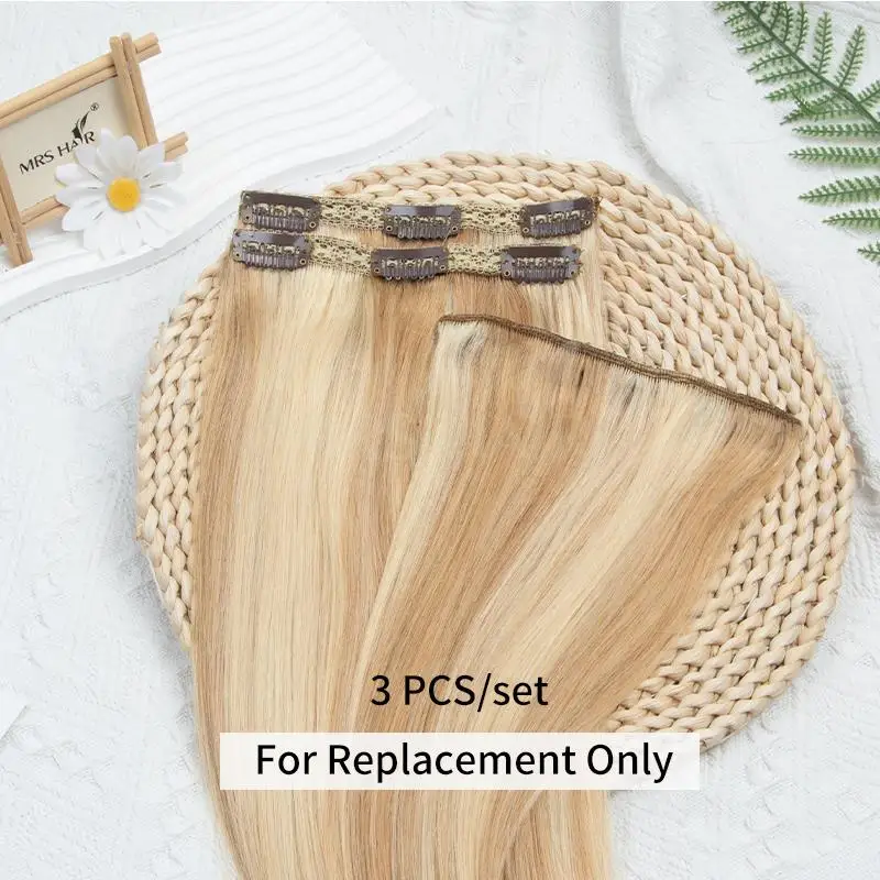 P27/613 Clip-in Hair Extensions Human Hair Ash Blonde Clip-in Extensions 7pcs/Set Clip-on Hair Natural Hair Extension 12-24inch