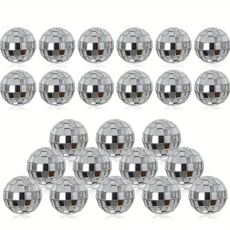 12/24 Pcs Decorative Reflective Balls Mirror Ball Bar for Cake Decoration Disco Wedding Christmas Holiday Props Ins Style