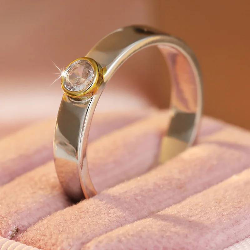 Minimalist Design Silver Plated Ring Inlay Synthetic Zircon Exquisite Ringr Women's Workplace Commute Party Fashion Jewelry
