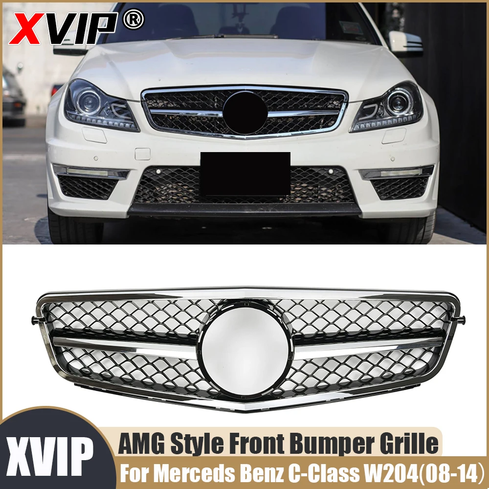

XVIP AMG Style Front Upper Grille Silver Grill Fit For Mercedes Benz C-Class W204 2008-2014 C180 C200 C230 C250 C280 C300 C350