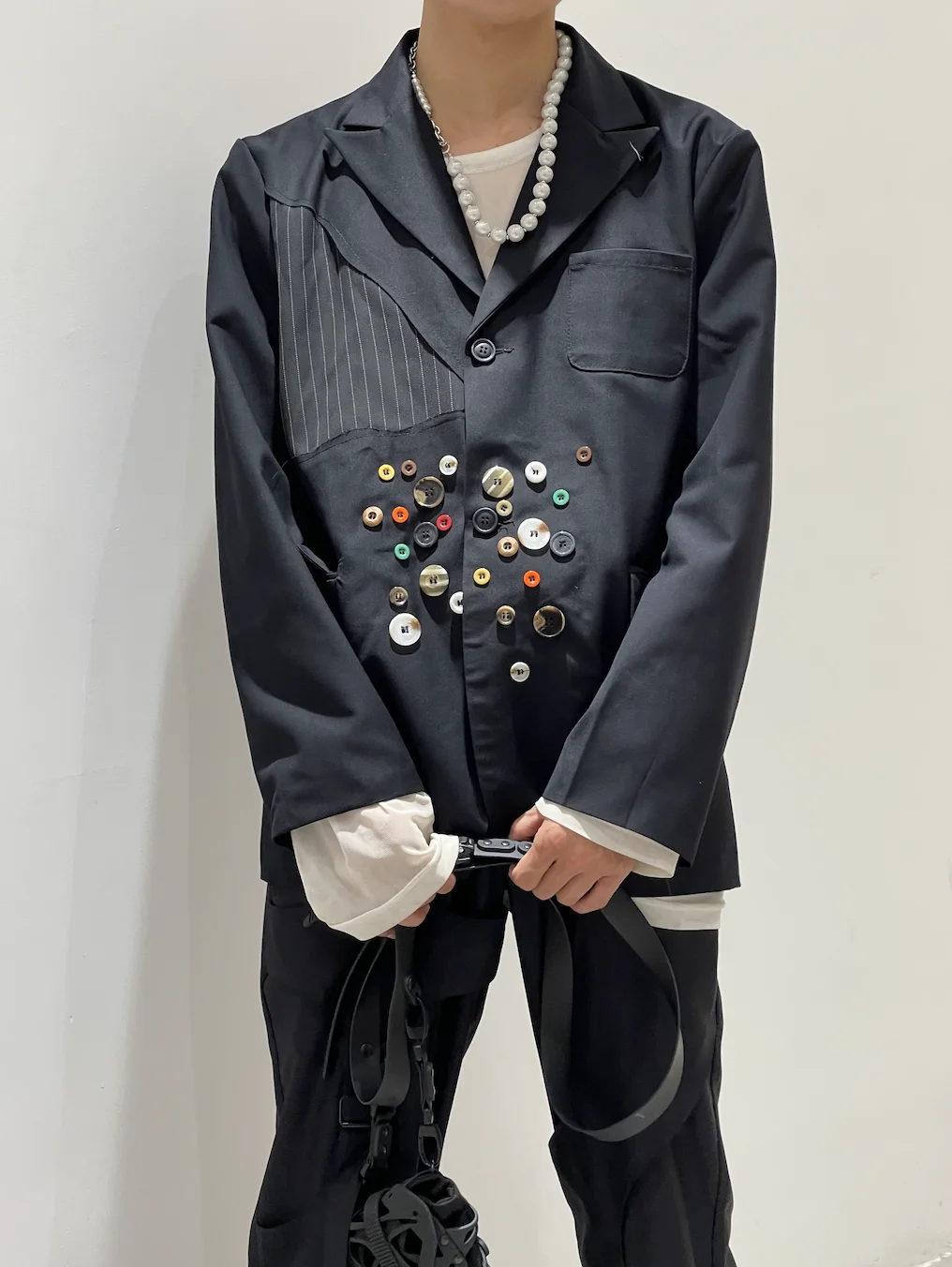 Men's Autumn Winter Slimming Flip Collar Suit Jacket Lightweight Loose Style Long Sleeve Two Button Single Row Tourist Wear