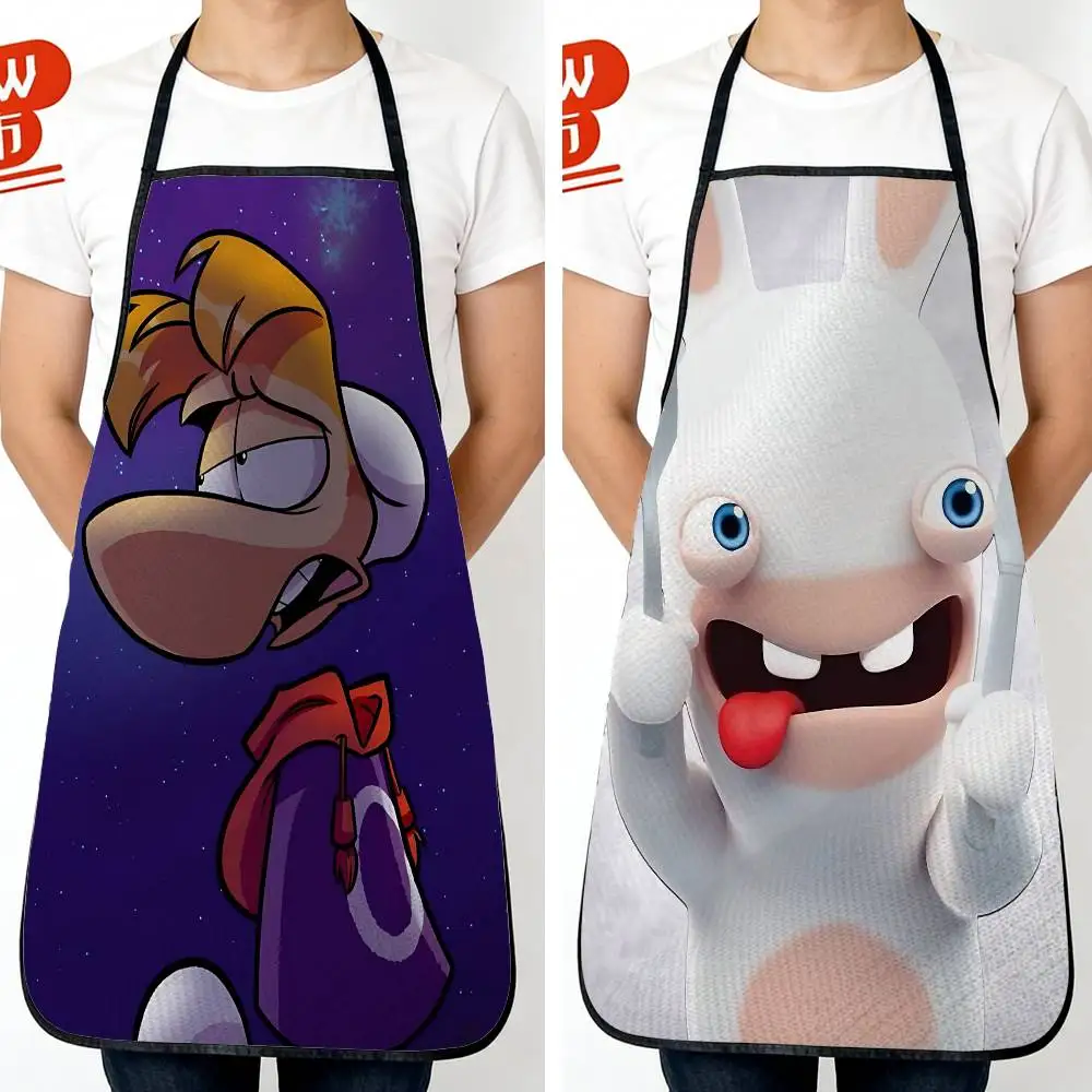 

game Rayman cute Rabbids New Fashion Kitchen Aprons for Woman Men Chef Work Apron for Grill Restaurant Bar Shop Cafes Beauty