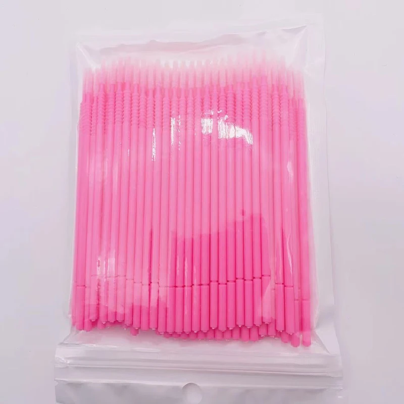 100pcs/bag Long Head Micro Brushes Eyelashes Mascara Swab Lash Extension Brush For Makeup Applicator Wands