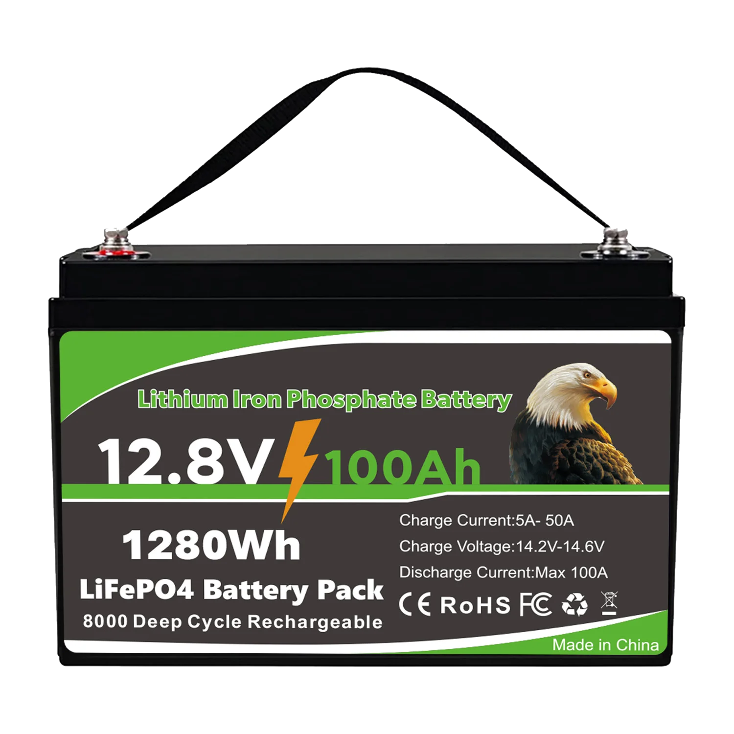 

Rechargeable 12V 100Ah LiFePO4 8000 Cycles for Outdoor / Home Storage