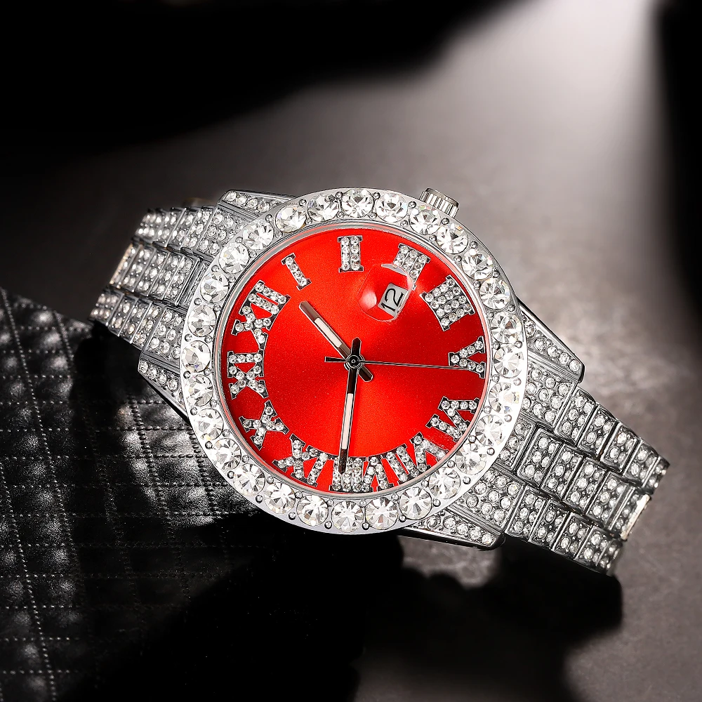 สร้อยข้อมือ+สร้อยคอ+นาฬิกาแบบ Iced Out คุณภาพสูง สไตล์ไมอามีคิวบัน สร้อยคอแบบฮิปฮอปสุดหรู สำหรับผู้ชาย ผู้หญิง ของขวัญสำหรับงานปาร์ตี้