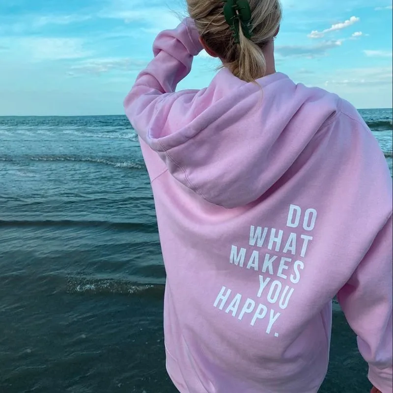 

Толстовка с надписью «Do What Make You Happy», модная винтажная толстовка с буквенным принтом для женщин и мужчин, модная индивидуальная Осенняя Толстовка в стиле хип-хоп