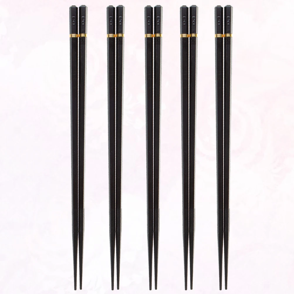 

Pointed Chopsticks Set 5 Pairs Anti-scalding Food Serving Tableware Wear-resistant Home Use Sturdy Design Japanese