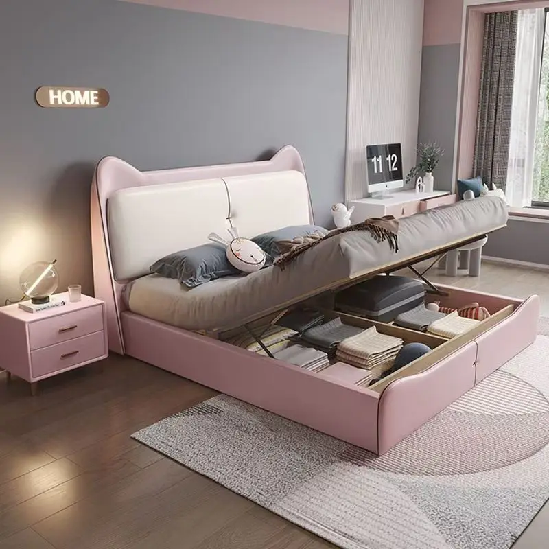 

￥#Soft Sleeping Wooden Storage Furniture Beds Boy Kids Set Room Bed Modern Bed Design for Kid Princess Leather Bed for Boys