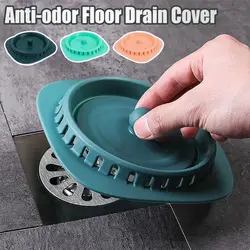 Silicone Anti-odor Floor Drain Cover Press Type Kitchen Sink Filter Shower Drain Hair Catcher Shower Anti-Clogging Accessories