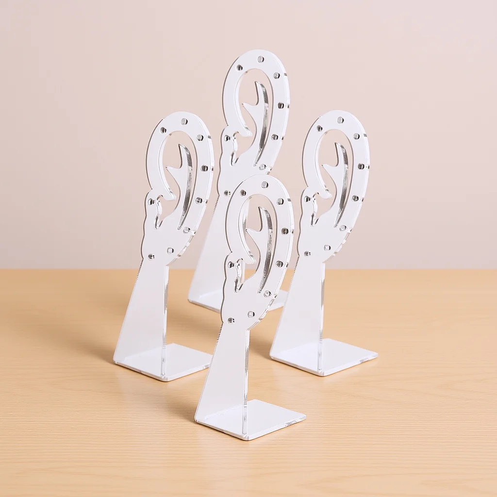

4pcs Acrylic Earring Display Stand Clear Jewelry Organizer Holder For Studs Hoops Earring Storage Rack Desktop Showcase