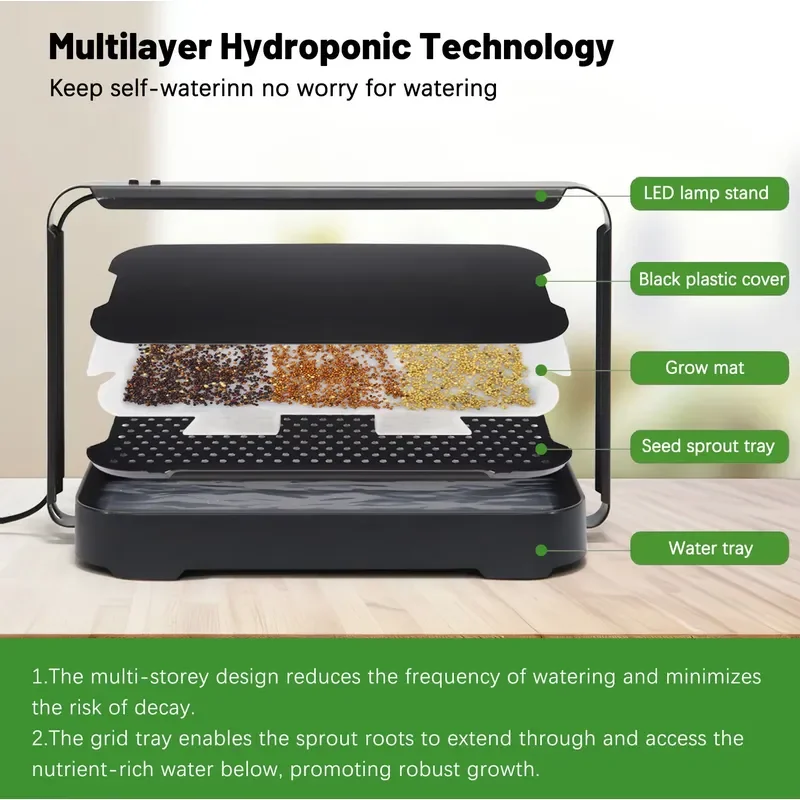 Indoor Electronic Smart Herb & Microgreens Hydroponic Growing System with Hanging Home Garden Automation
