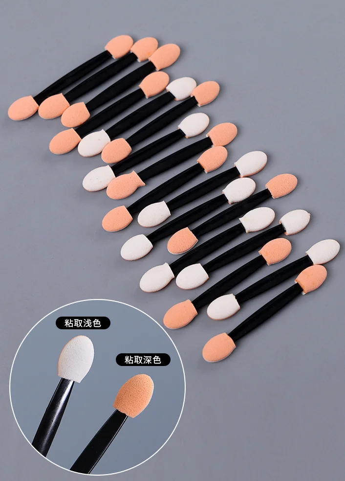 50/100pcs Double Sided Eyeshadow Applicator Mirror Chrome Pigment Sponge Stick  Nail Powder Brushes Sponge Disposable