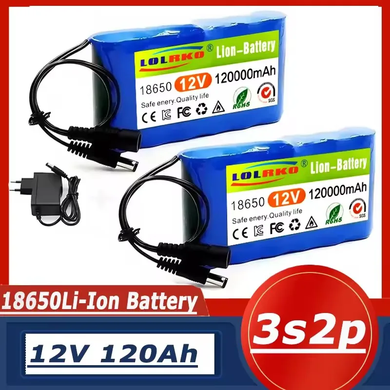 3S2P 12V 120Ah 18650 lithium-ion rechargeable battery with strong endurance and BMS protection board