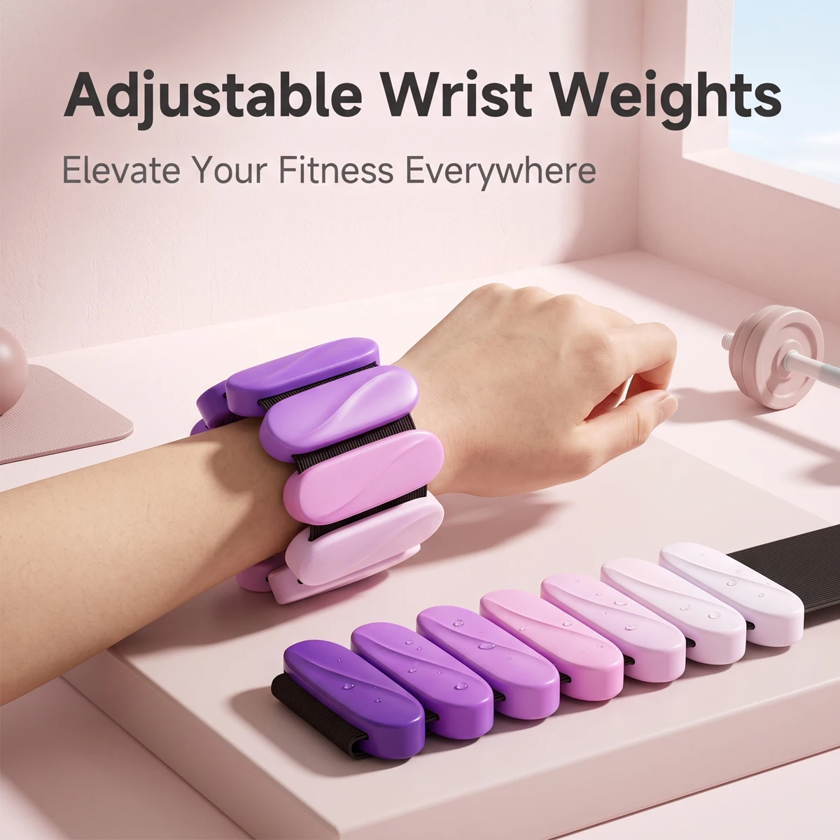 Wearable Detachable Silicone Wrist Ankle Weights, Adjustable Comfort Weighted Bracelets for Fitness, Pilates and Casual Walking