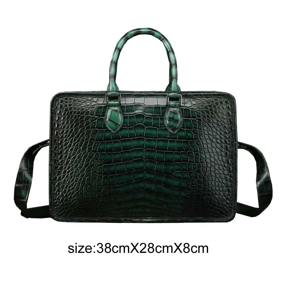 ourui men handbag maler crocodile leather bag brush color dark green male brifecase