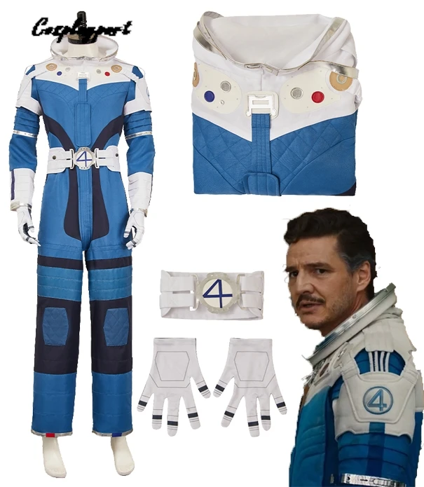 

2025 Movie 4 Pieces Fantastic Cosplay Reed Richards Mr Fantastic Jumpsuit For Men Adult Roleplay Halloween Carnival Outfit Suit