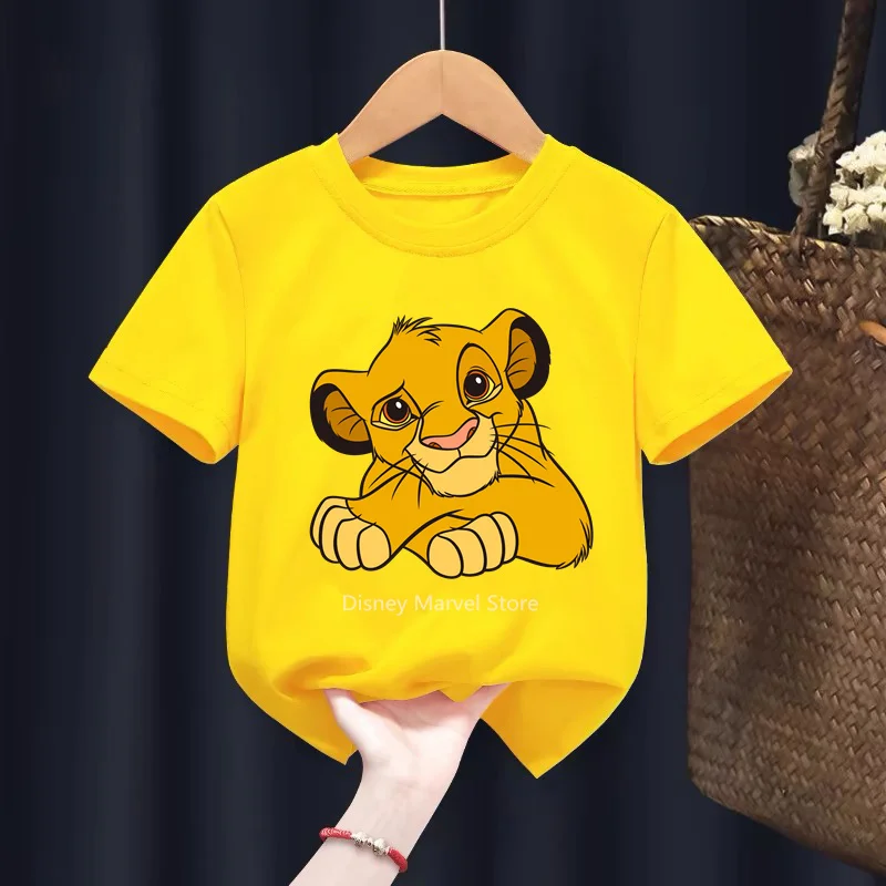 Disney Lion King Simba cartoon children's T-shirt, casual sportswear, loose and comfortable, beautiful and beautiful, 2024