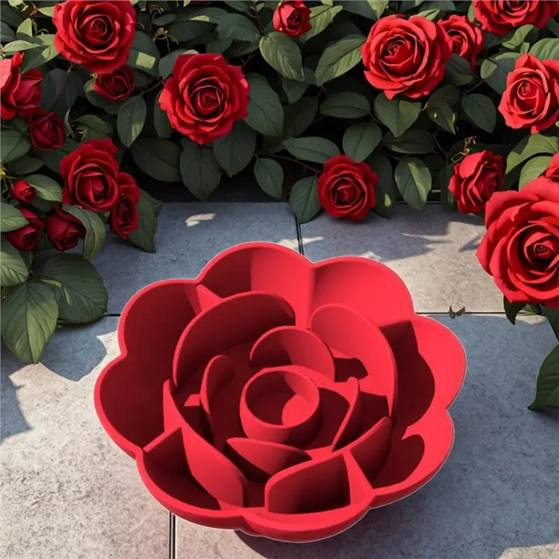 A11E-Pet Supplies Silicone Slow Food Bowl Rose Shape Dog Bowl Cat Anti-Choking And Anti-Knocking Food Bowl With Suction Cup