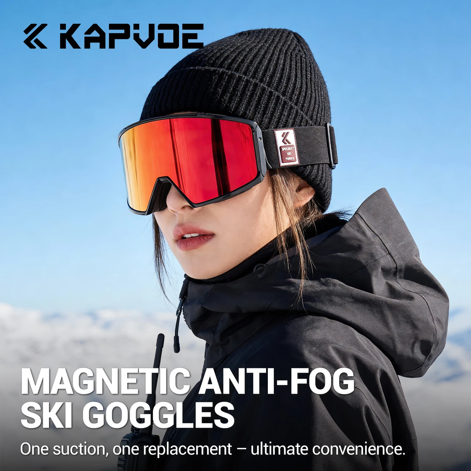 

Kapvoe 2026 New Ski Snow Goggles Snowboarding Skiing Mask for Men Women Anti-Fog Lens Kit UV400 Protection Snowmobile Glasses