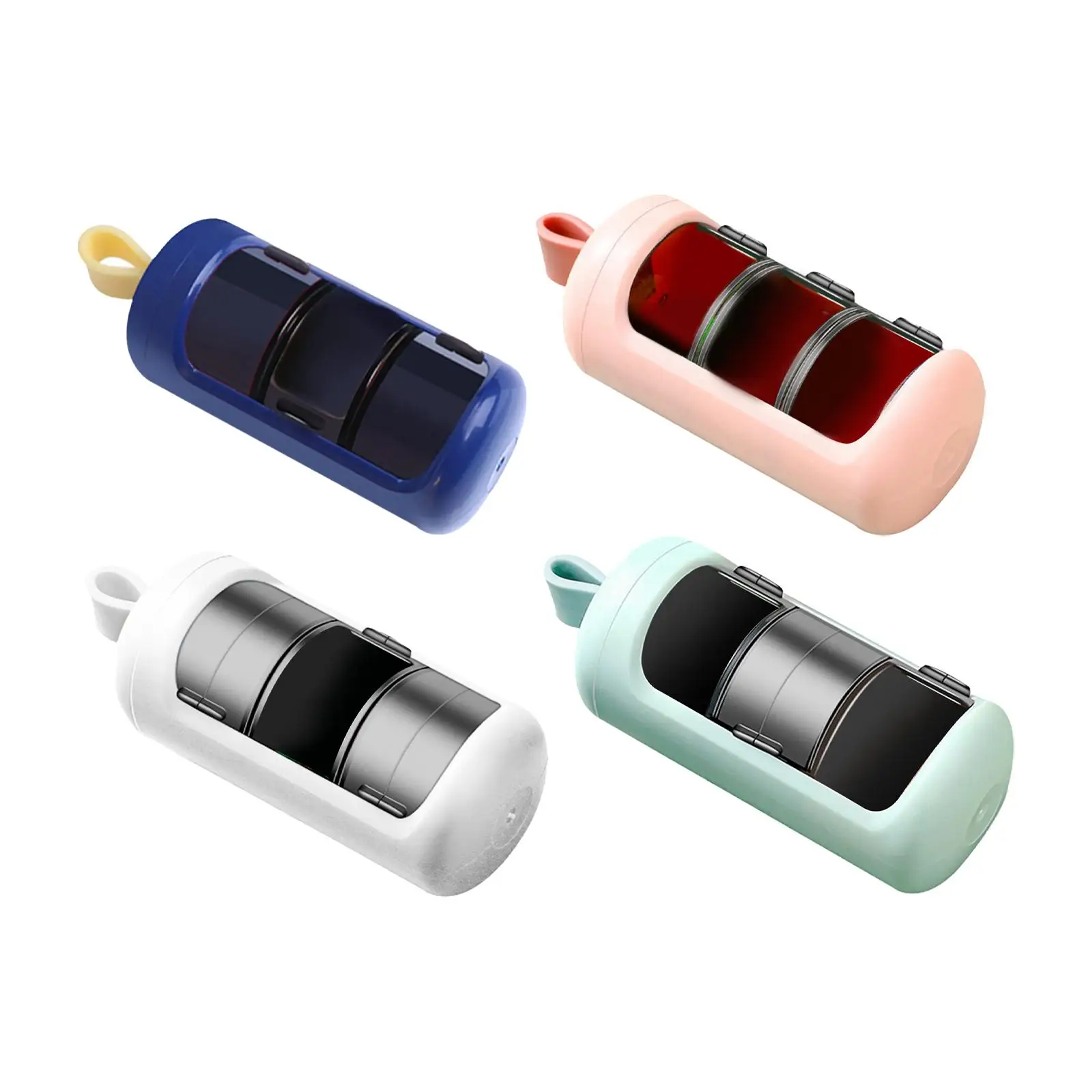 Compact Pill Organizer Splitter 3 Compartments Storage Box Detachable Small Pill Box for Home Office Hotel Capsule School Trip