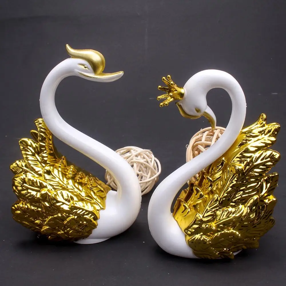 2pcs/Lot Table Crown Swan Baking Decorative Birthday Anniversary Ornament Cake Topper Figure Paper Weight Desk Home Decor