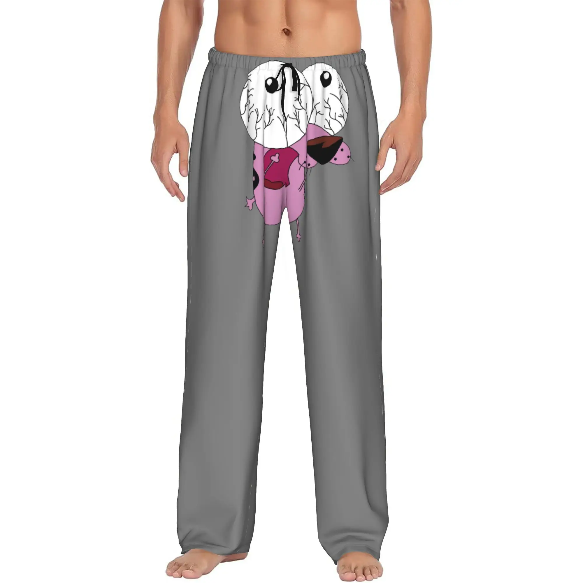 Pantalon de pyjama personnalisé pour homme avec motif C-Courage The Cowardly Dog Frightened Eyes, vêtements de nuit et de détente avec poches