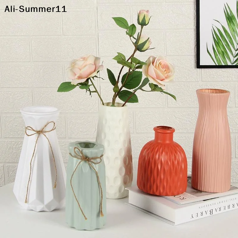 【Wy】PP Vases Imitation Ceramic Flower Pot Nordic Decor Wedding Ramadan Outdoor Home Table DIY Gifts Bonsai Holiday Yard