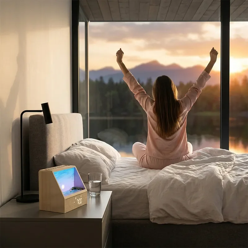 Simulated sunrise wake-up light alarm clock 24 white noise sleep bluetooth speaker wake-up light naturally