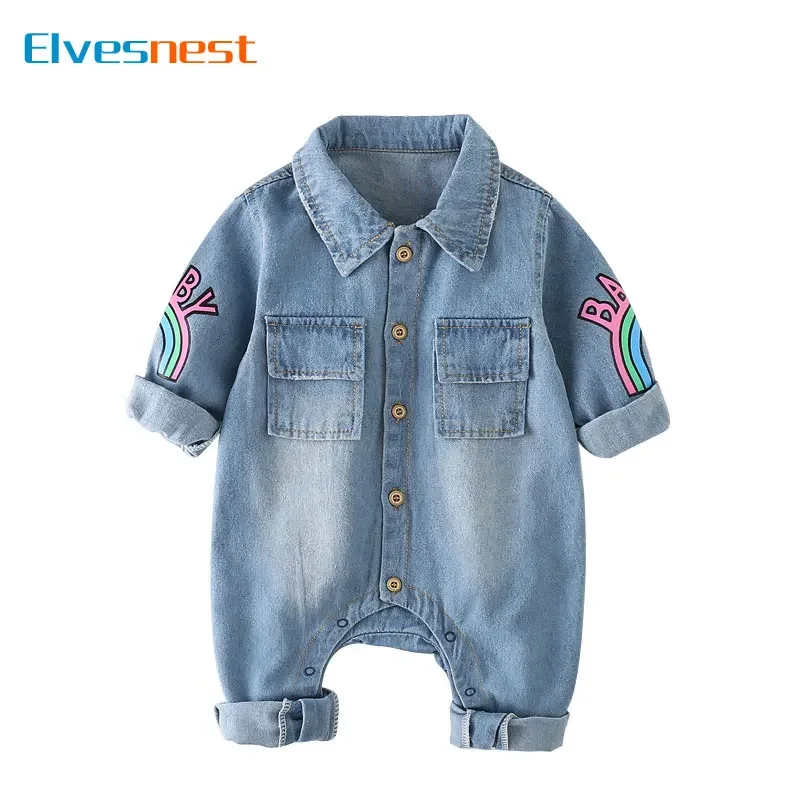 Cartoon Newborn Baby Clothes Boys Rompers Spring & Autumn Baby Girl Romper Cowboy Long Sleeve Single Breasted Infant Clothing