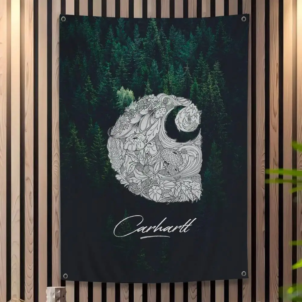 C-Carharttes Bandera Colorida con Logotipo, Decoración de Pared Bohemia, Mandala, Arte Decorativo para Interiores