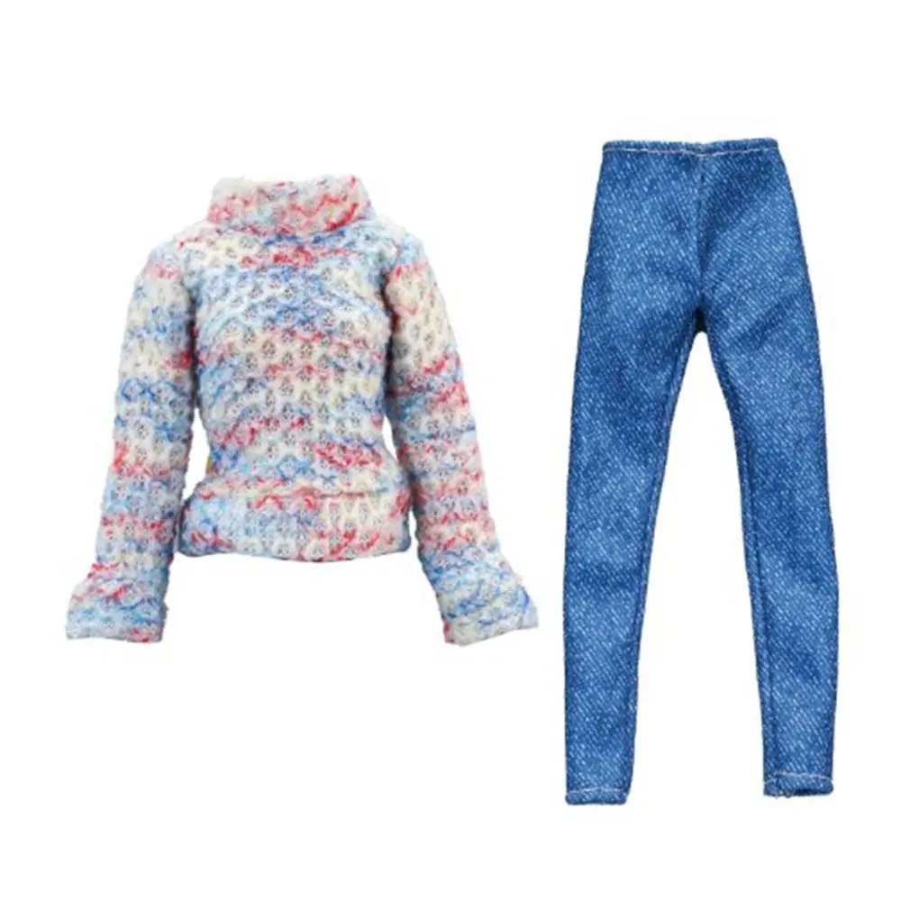 1 ensemble mode T-shirt veste pantalon tenue décontracté bricolage pulls faits à la main jean pantalon fille cadeau avec chaussettes pour 1/6/pour 29 ~ 32 cm