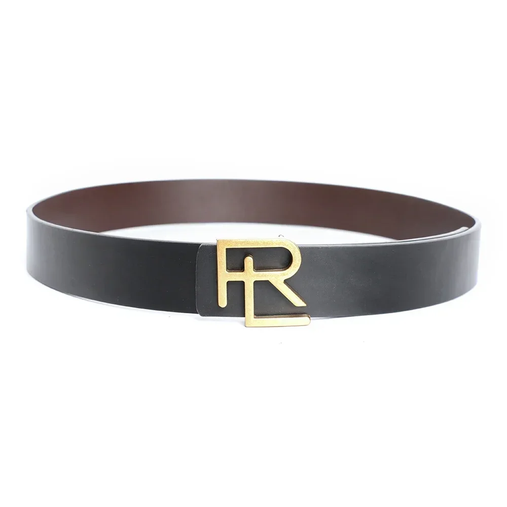 New Luxury Designer Brand Belt Men High Quality Women Genuine Real Leather Dress Strap for Jeans Waistband Business Coffee 3.8cm