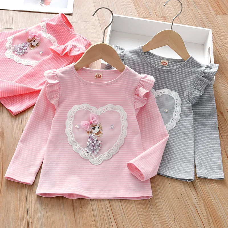 Girls\' Long-sleeved Ruffle Embroidered Baby Flying Shirt Toddler Girl Fall Children Clothes Clothes Toddler Girls Blouse DS29