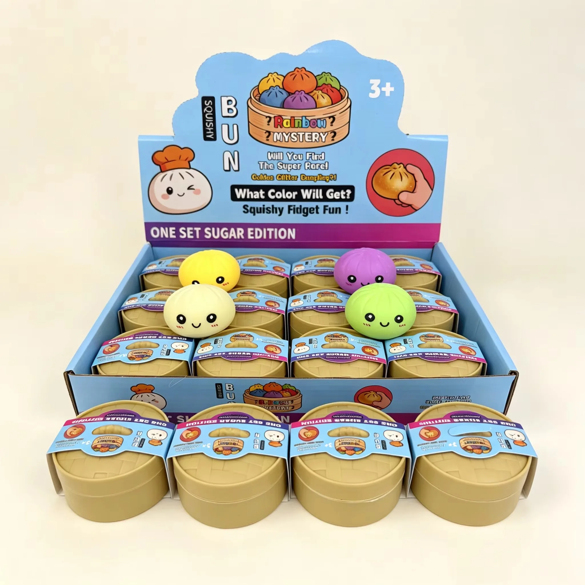 Dumpling Pressure Dumpling Squishies Cute Colorful Bun Toy Slow Rising Stress Relief Fidget Toy for Kids Adults Anti-Anxiety Gif