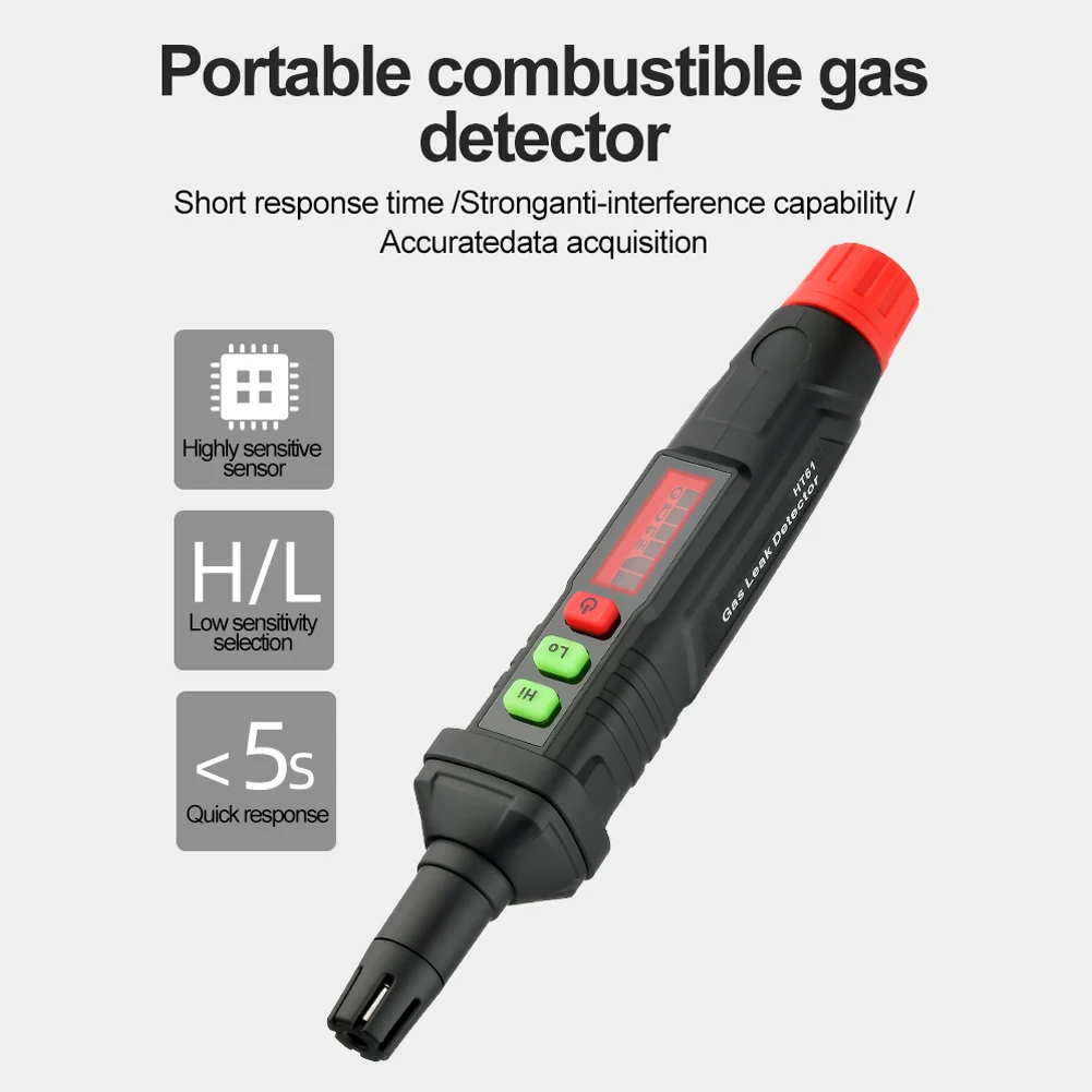 Ht61 Handheld Gaslekdetector Methaan Brandbaar Gas Testers Draagbare Gassen Concentratie Analysator Meter Lekkage Tools