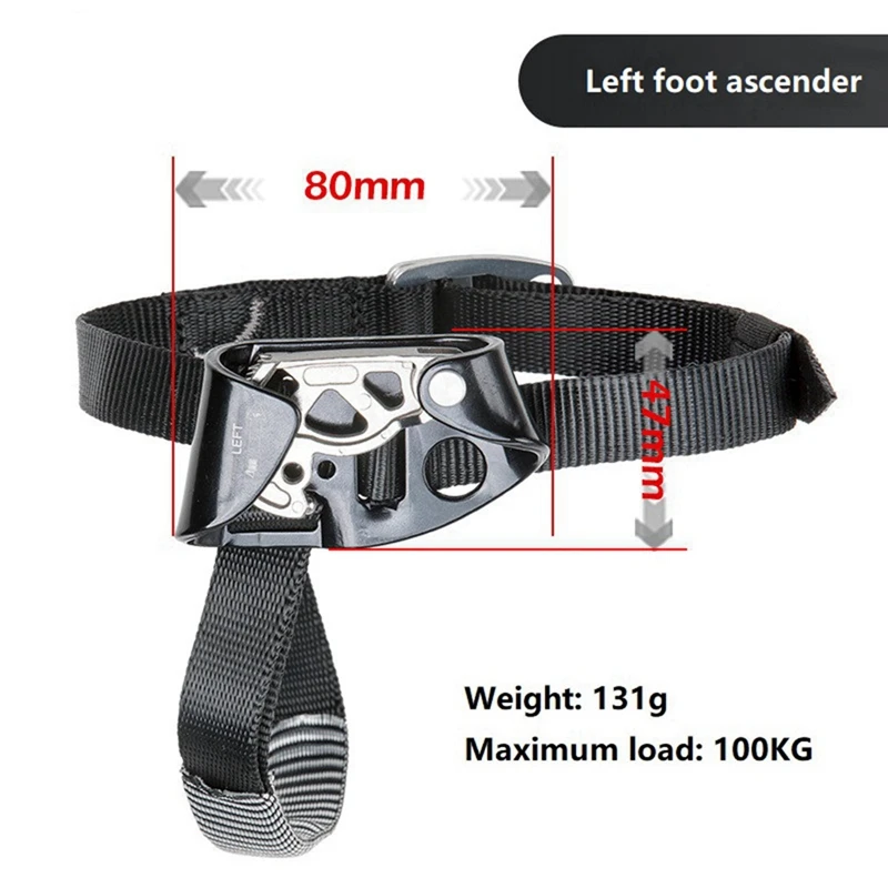 CAMNAL Rock Climbing Foot Ascender Riser With Pedal Belt Grasp Rope Gear Anti Fall Off Left Right Foot Ascend