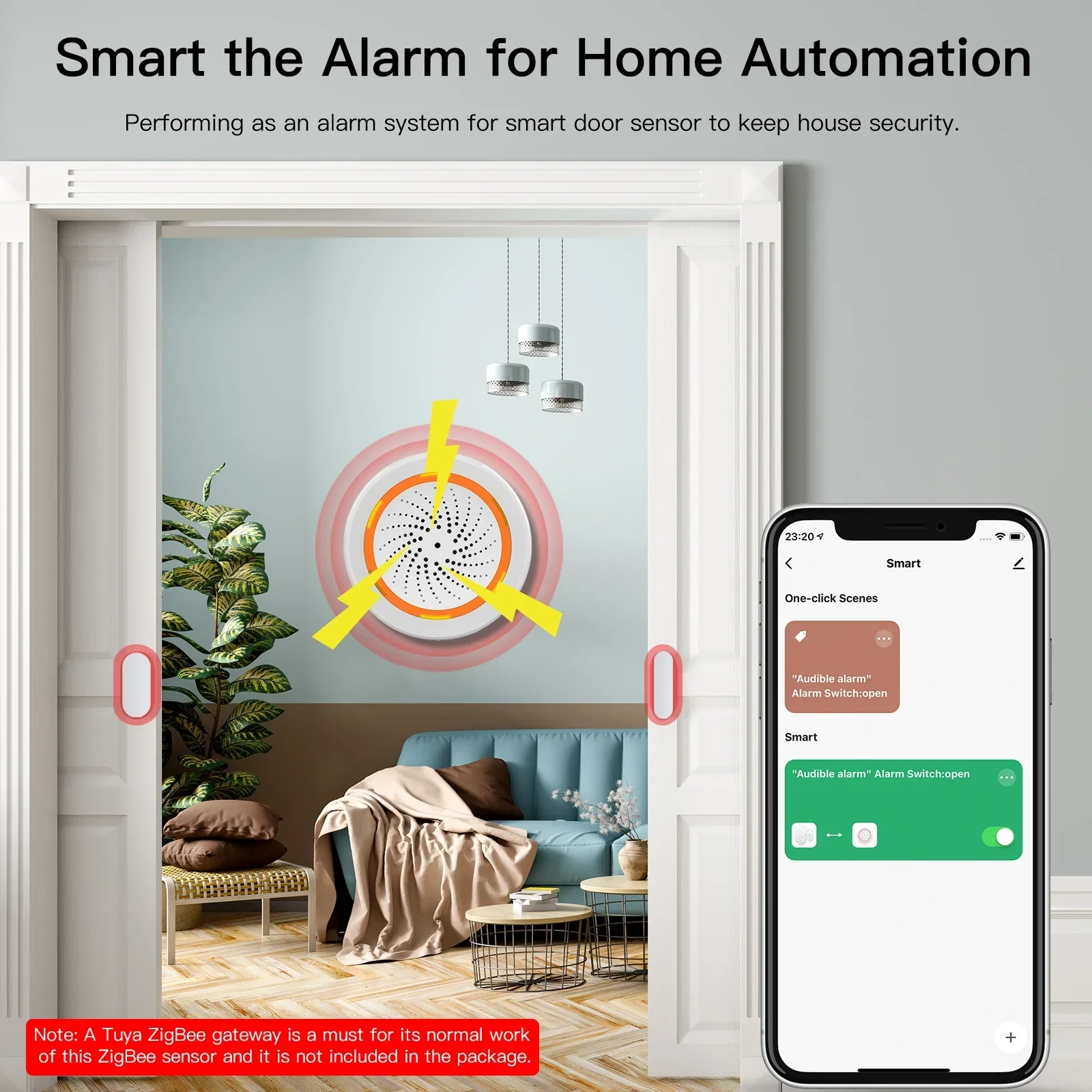 MOES Tuya ZigBee Smart Sound und Licht Sirene Sensor 90dB Smart Leben Sirene Home Security System Tuya Gateway Hub, verwendet Mit Alexa