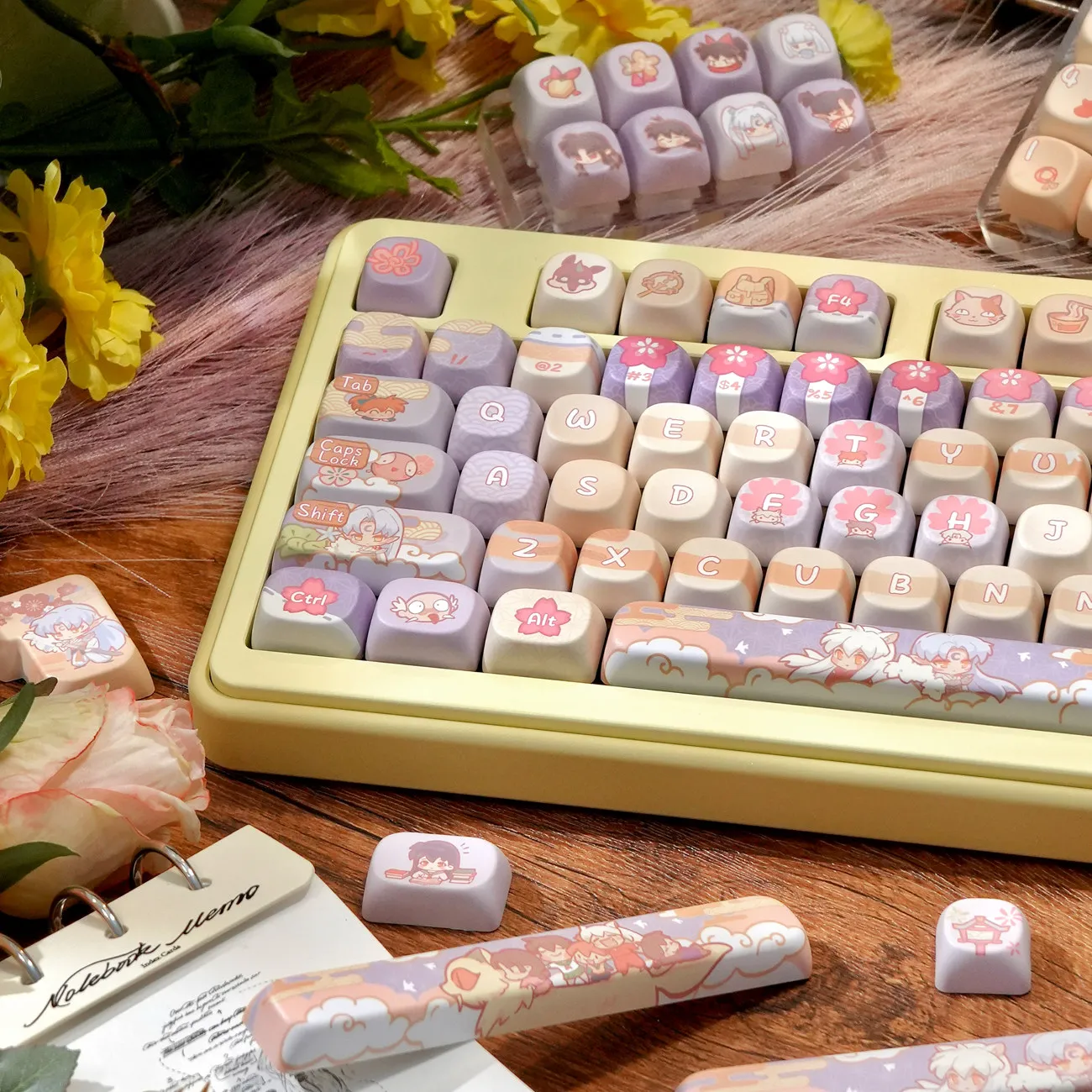 143 Keys Inuyasha Sesshomaru Keycaps Full Set Cherry Moa Profile High Quality PBT Five-sided Sublimation Animation Game Key Cap