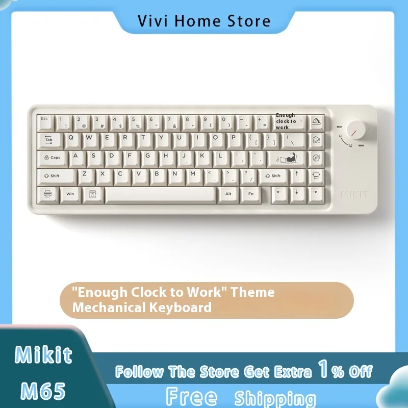 

Mikit M65 Customized Theme Mechanical Keyboard Three Mode Wireless Bluetooth Type-C Office Mechanical Keyboard Office Gift