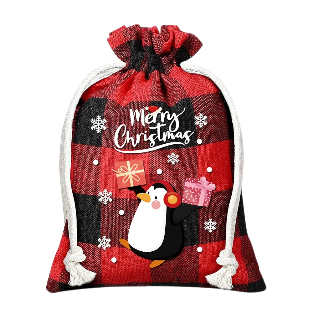 50pcs/Lot 10*15CM/ Christmas Gift Pouches Linen Drawstring Bag Candy Cookie Chocolate Storage Pouch Bag Free Delivery Shipping