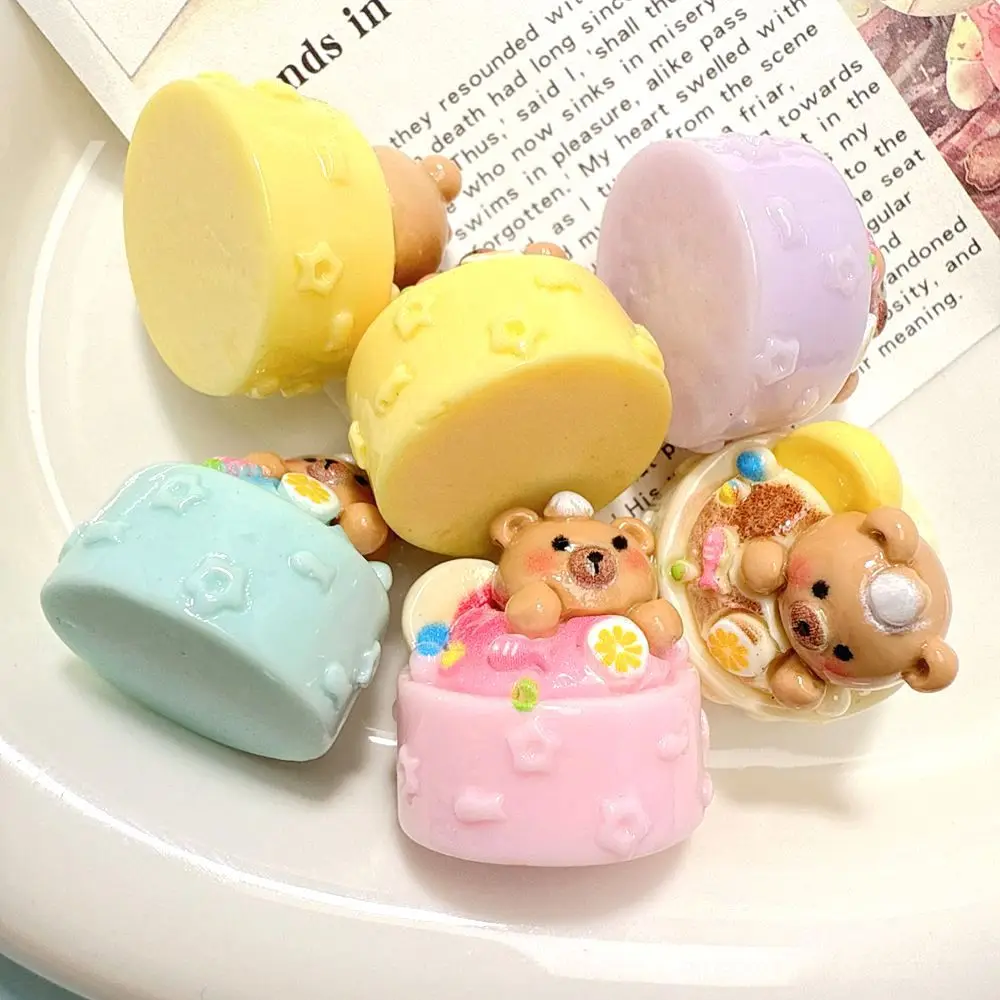 10pcs Kawaii Mini Bathtub Bear Resin Flatback Flat Back Part Embellishments for Hair Bows Phone Case Dollhouse Decor Accessories