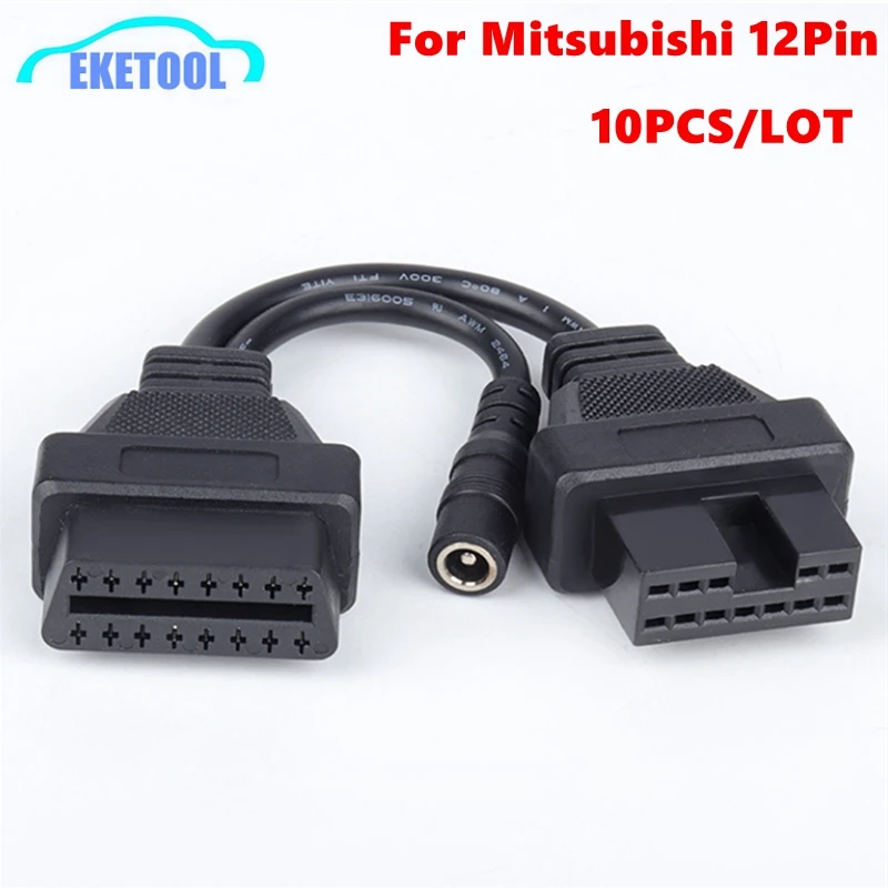 10pcs/Lot Wholesale For Mitsubishi 12 Pin OBD II Female to 16Pin OBD Fits Mitsubishi 12Pin Car Connector OBDII Diagnostic