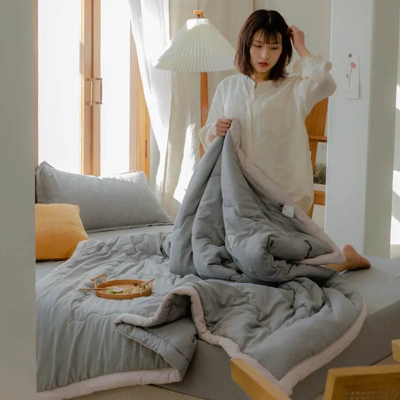

Solid color washed cotton summer quilt single bed summer thin conditioner quilt student dormitory summer air conditioner quilt