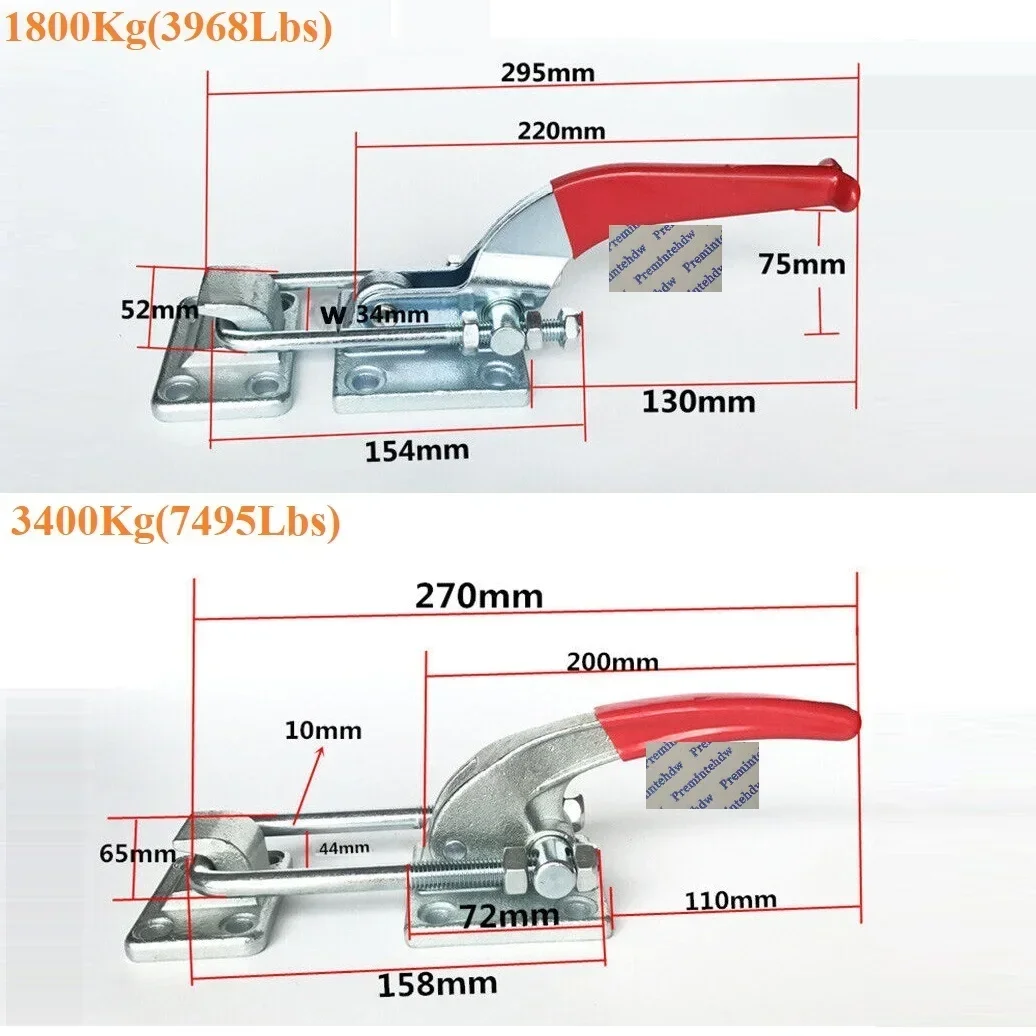 1Piece Cast Steel Heavy Duty Toggle Hasp Clamp Latch With Adjustable U Bolt Hook Trailer Machine Equitment Quick Release