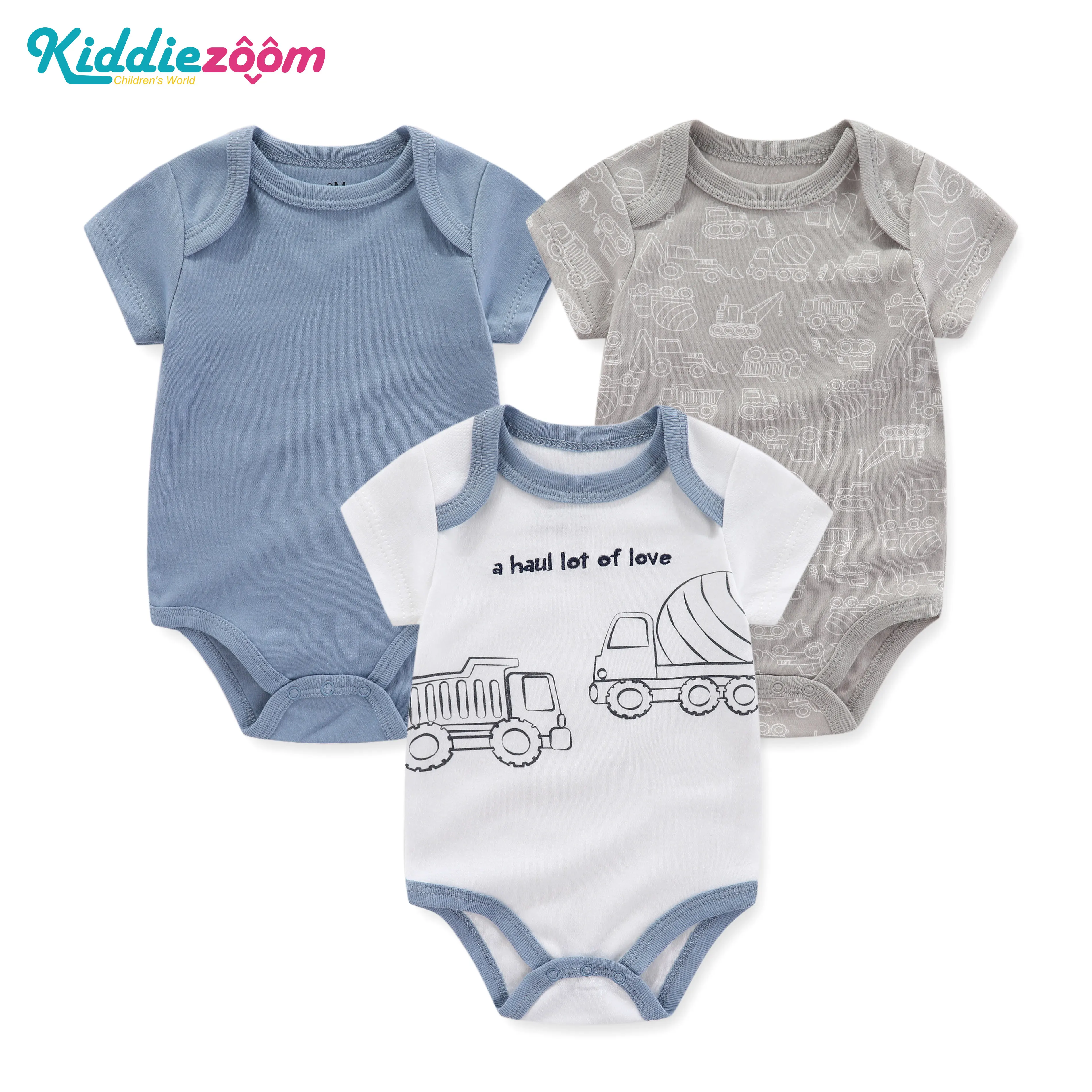 Ropa para bebés recién nacidos, conjunto de 3 piezas, mono de manga corta con dibujos animados, 100% algodón, conjunto esencial para nacimiento de 0